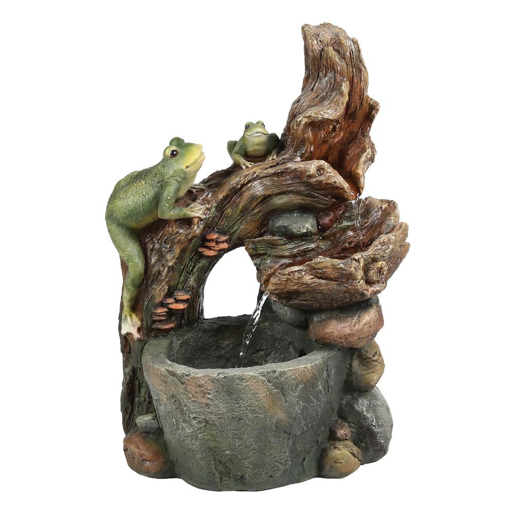 Resin Frogs and Tree Outdoor Fountain. Picture 1