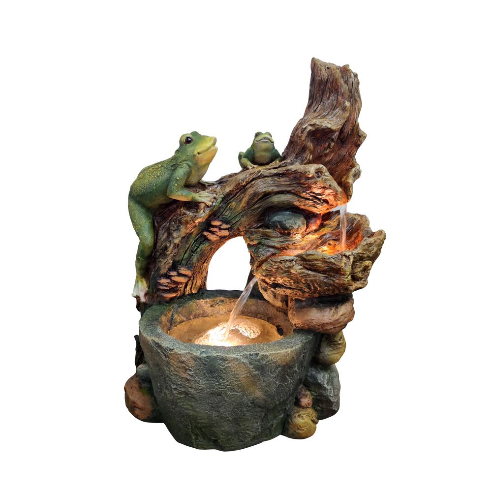 Resin Frogs and Tree Outdoor Fountain. Picture 2