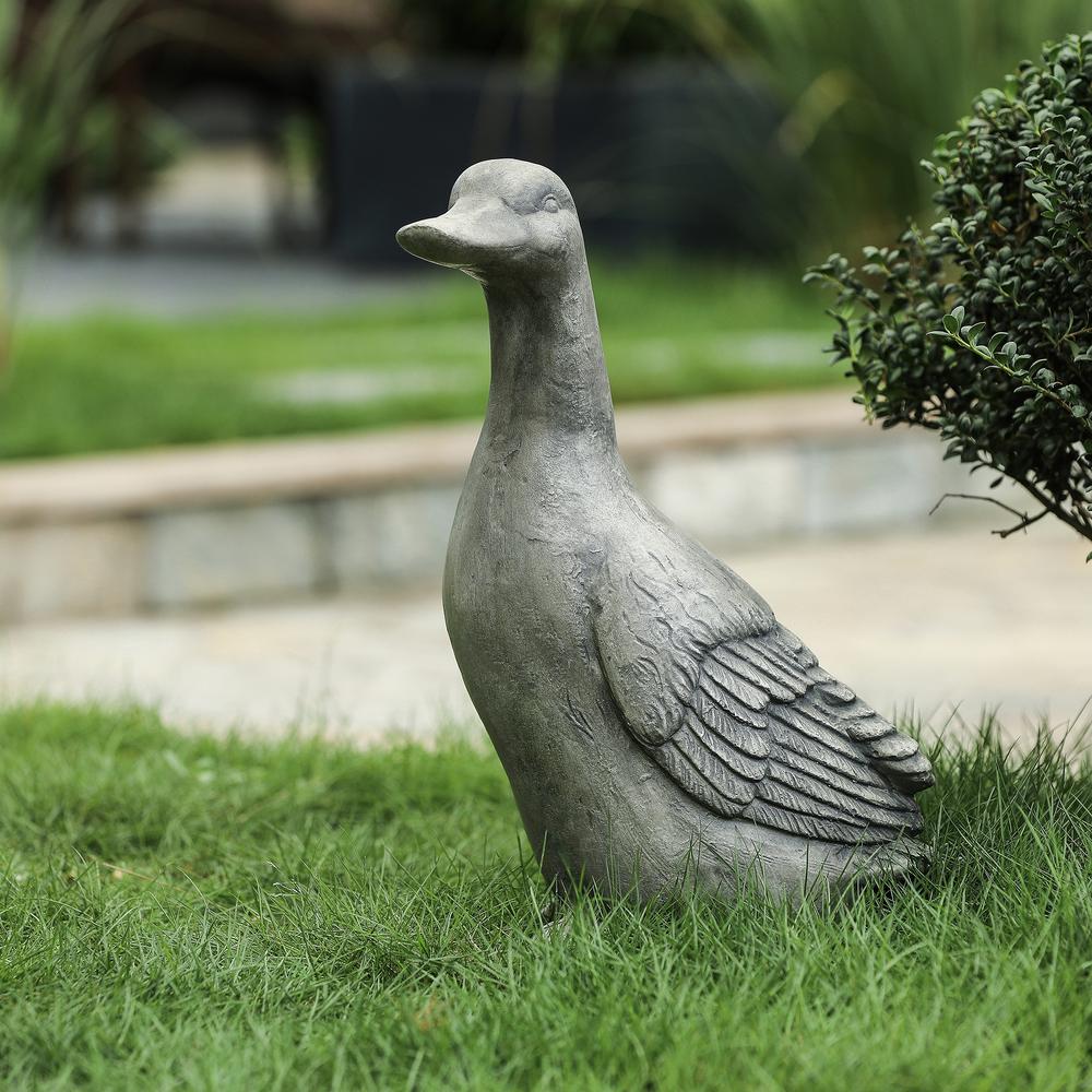 Gray MgO Duck Garden Statue. Picture 1