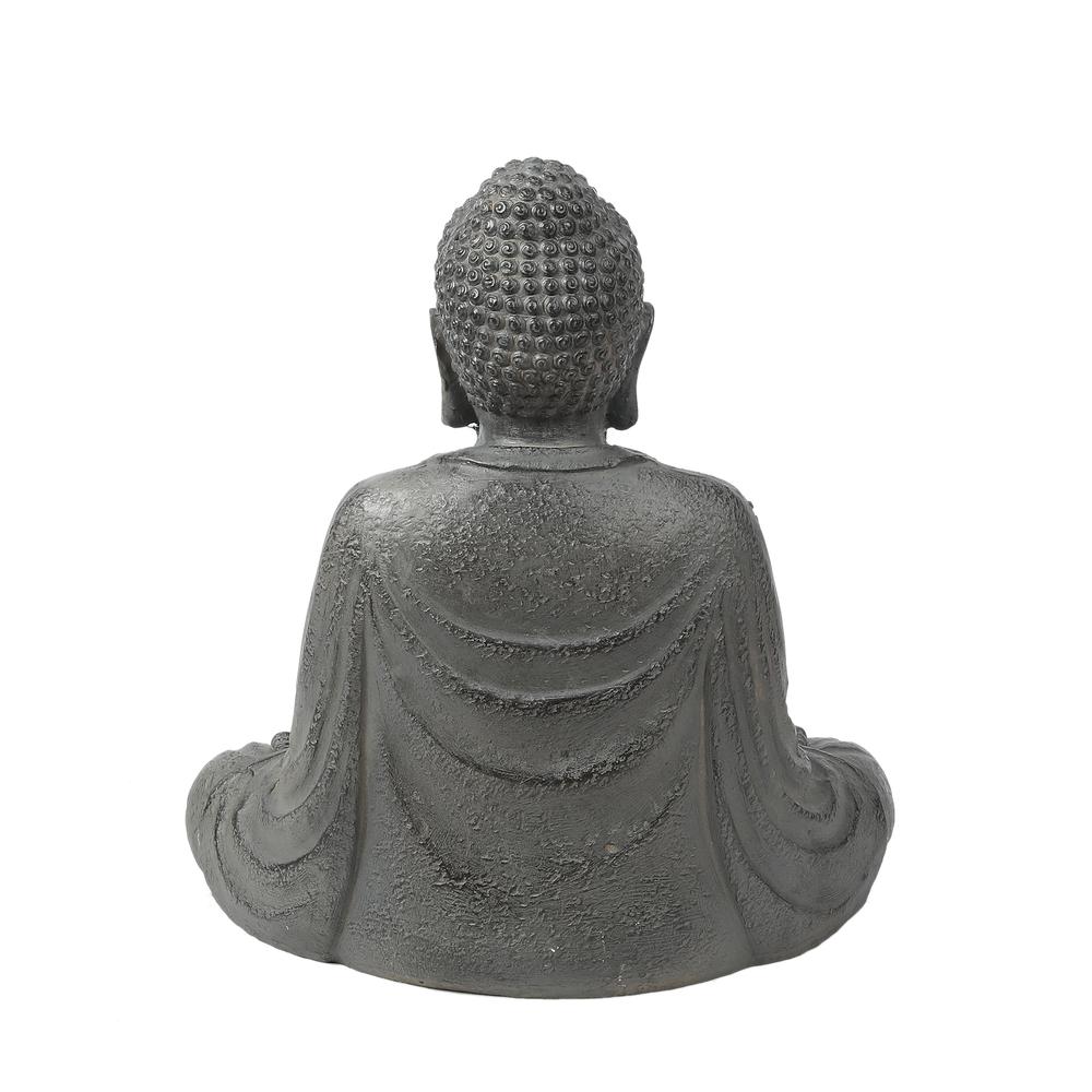 Gray MgO 17in. H Meditating Buddha Garden Statue. Picture 5