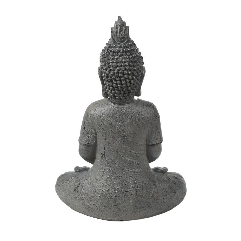 Gray MgO 21.7in. H Meditating Buddha Garden Statue. Picture 5
