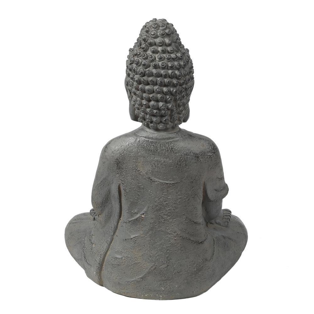 Gray MgO Enlightened Buddha Garden Statue. Picture 4