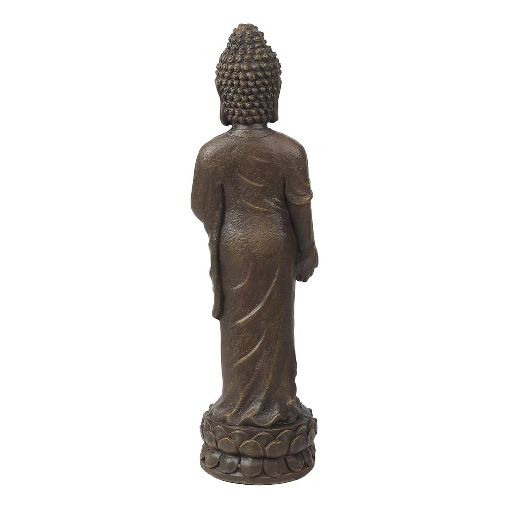 Gray MgO Enlightened Standing Buddha Garden Statue. Picture 5