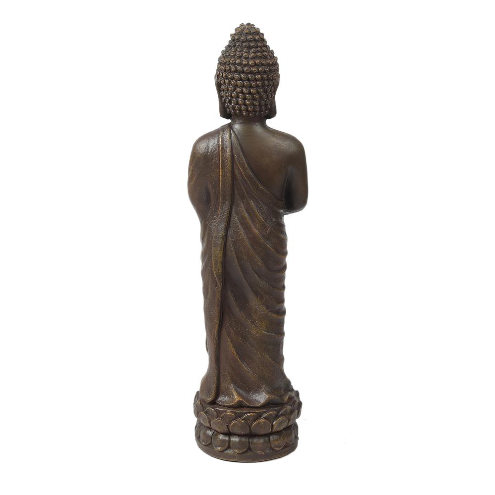 Gray MgO Meditative Standing Buddha Garden Statue. Picture 5