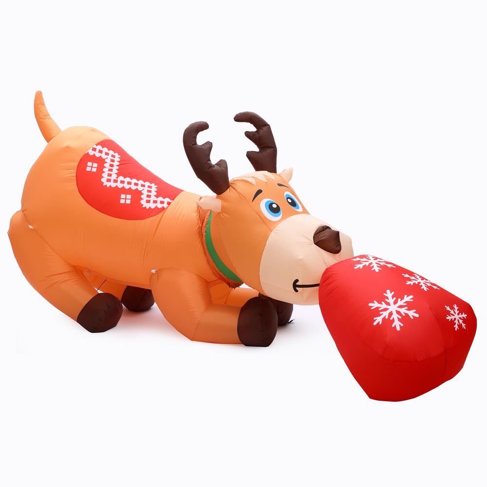 9Ft Reindeer and Gift Inflatable with LED Lights. Picture 1