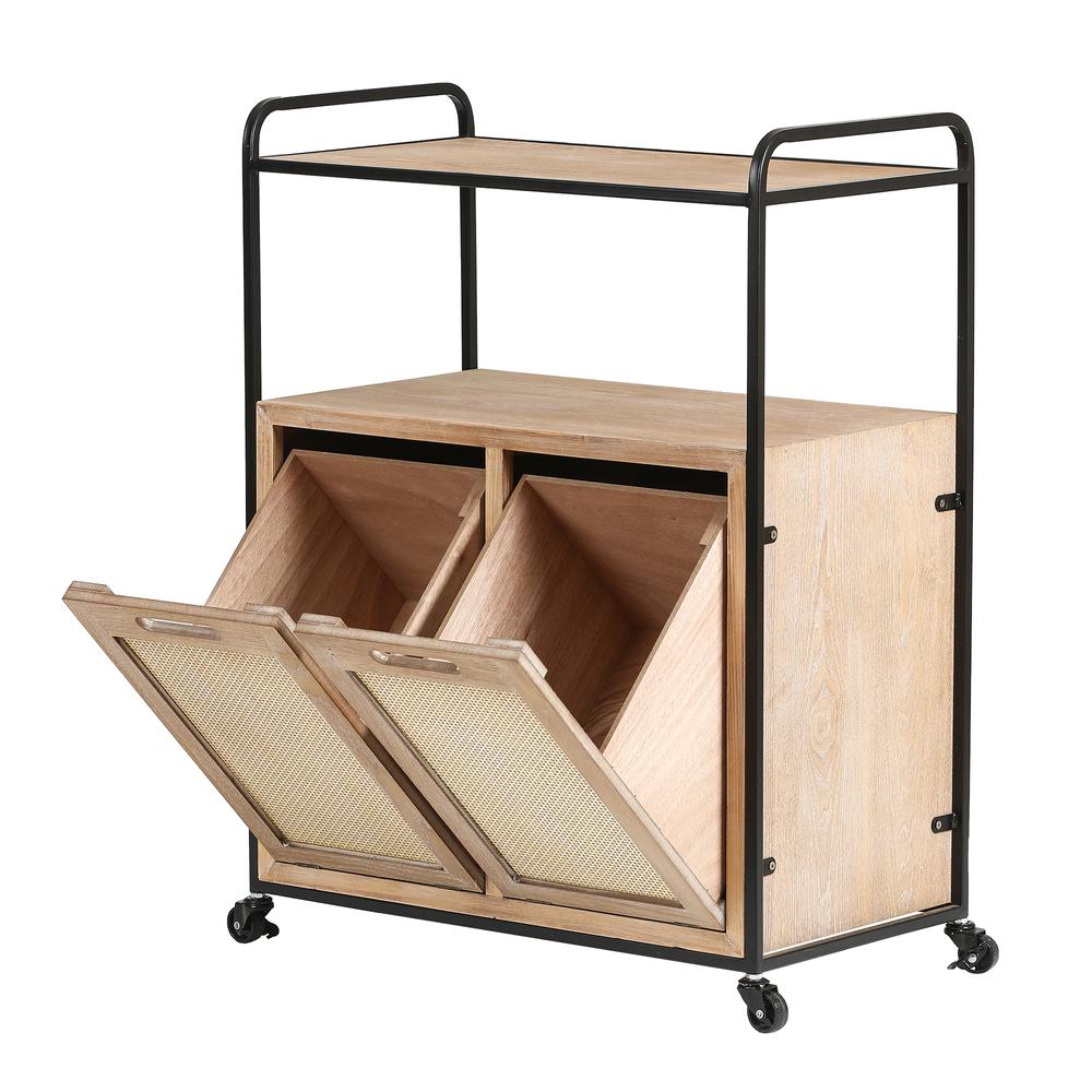 Natural Wood Finish Laundry and Storage Cart. Picture 7