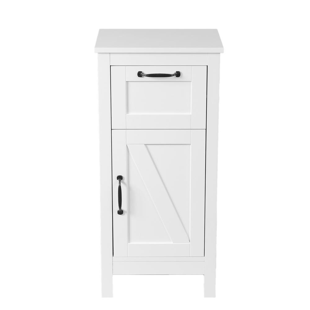 White MDF Wood 1-Door Bathroom Storage Cabinet. Picture 1