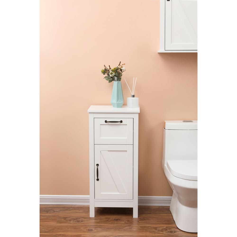 White MDF Wood 1-Door Bathroom Storage Cabinet. Picture 3