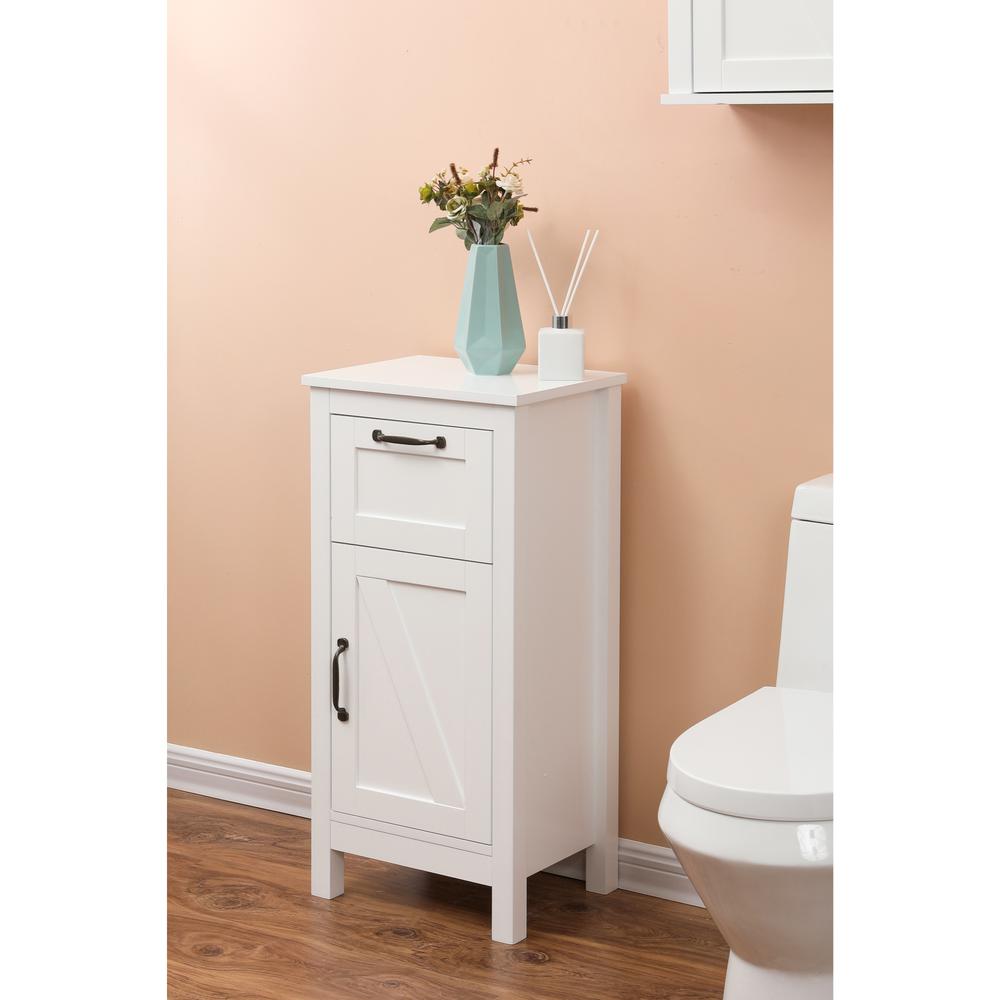 White MDF Wood 1-Door Bathroom Storage Cabinet. Picture 2