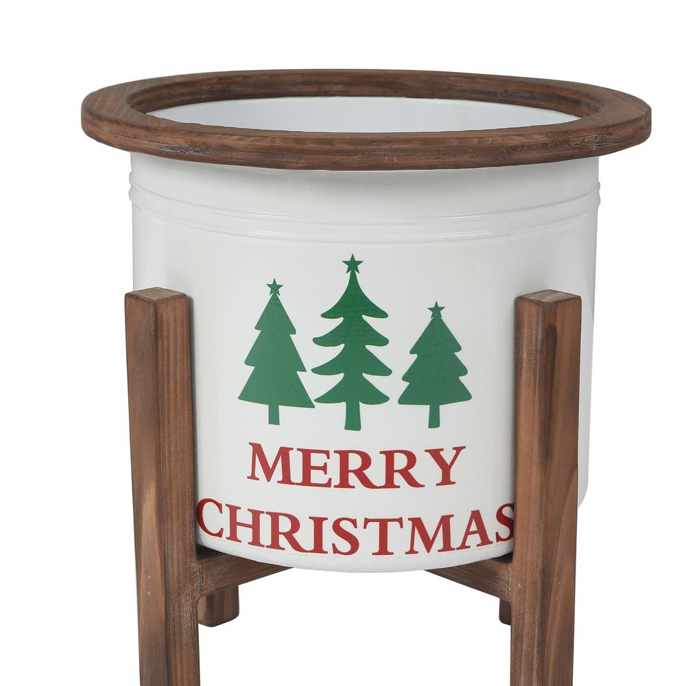 Two Piece Holiday Metal Containers with Stand. Picture 2