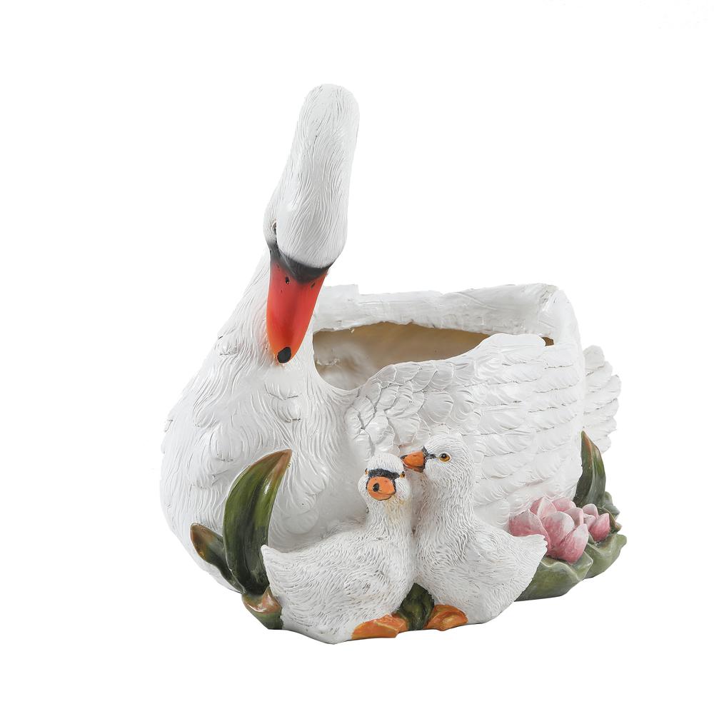Resin White Swan Planter. Picture 1
