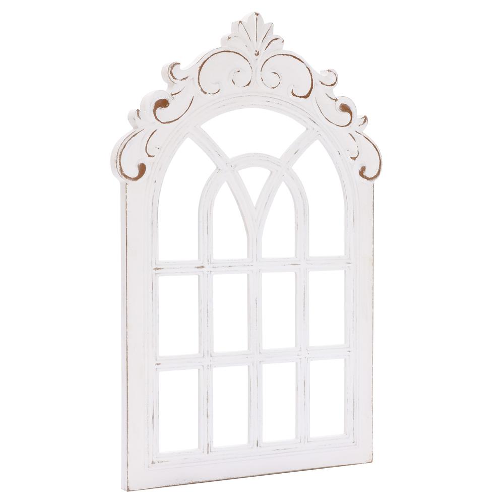 Distressed White Vintage Arched Window Wood Wall Decor. Picture 4