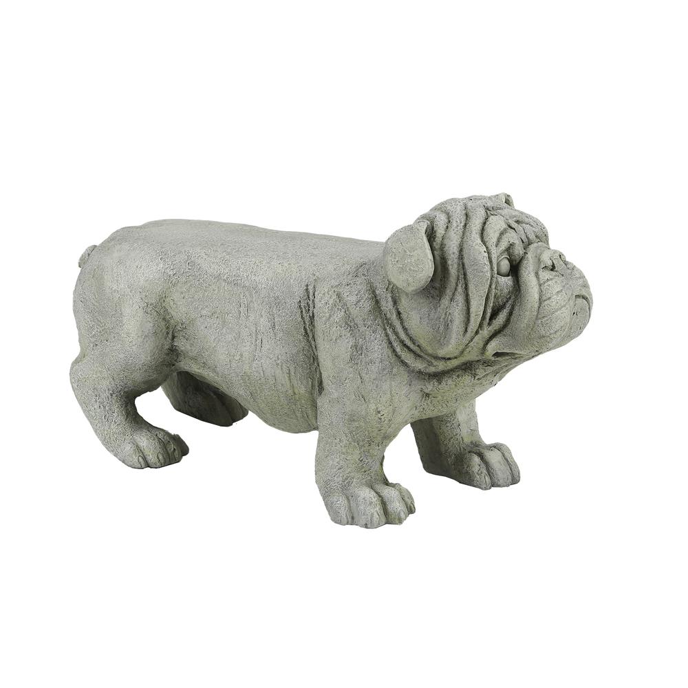 Gray MgO Bulldog Garden Statue. Picture 1