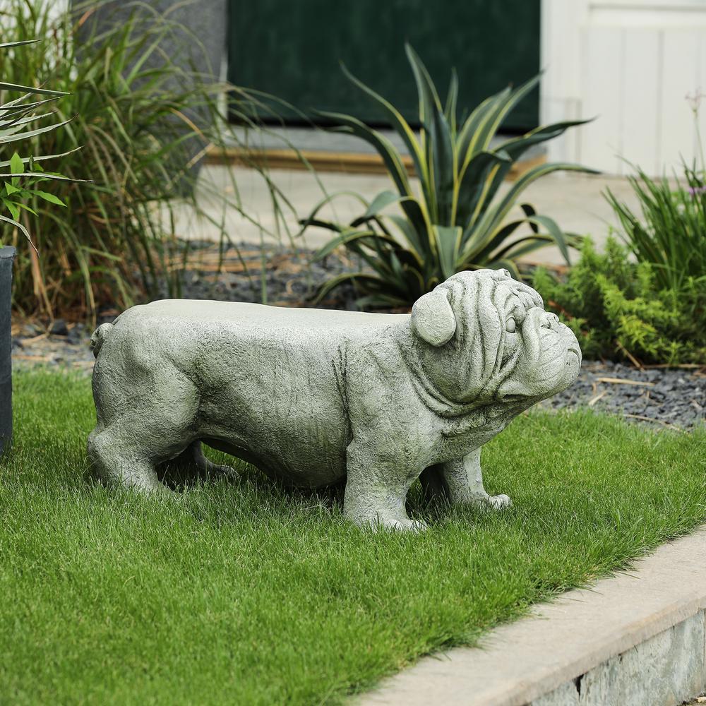 Gray MgO Bulldog Garden Statue. Picture 3
