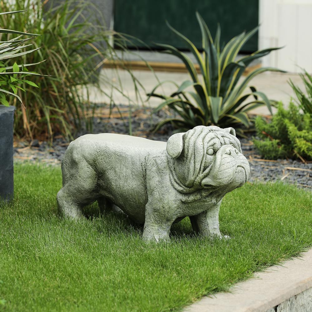 Gray MgO Bulldog Garden Statue. Picture 2