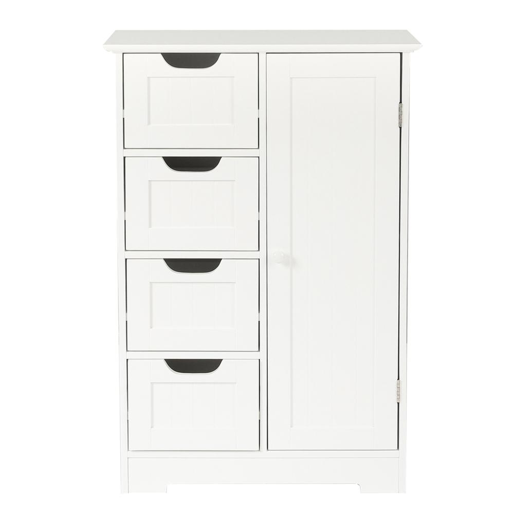 White MDF Wood Bathroom 4-Drawer 1-Door Storage Cabinet. Picture 2