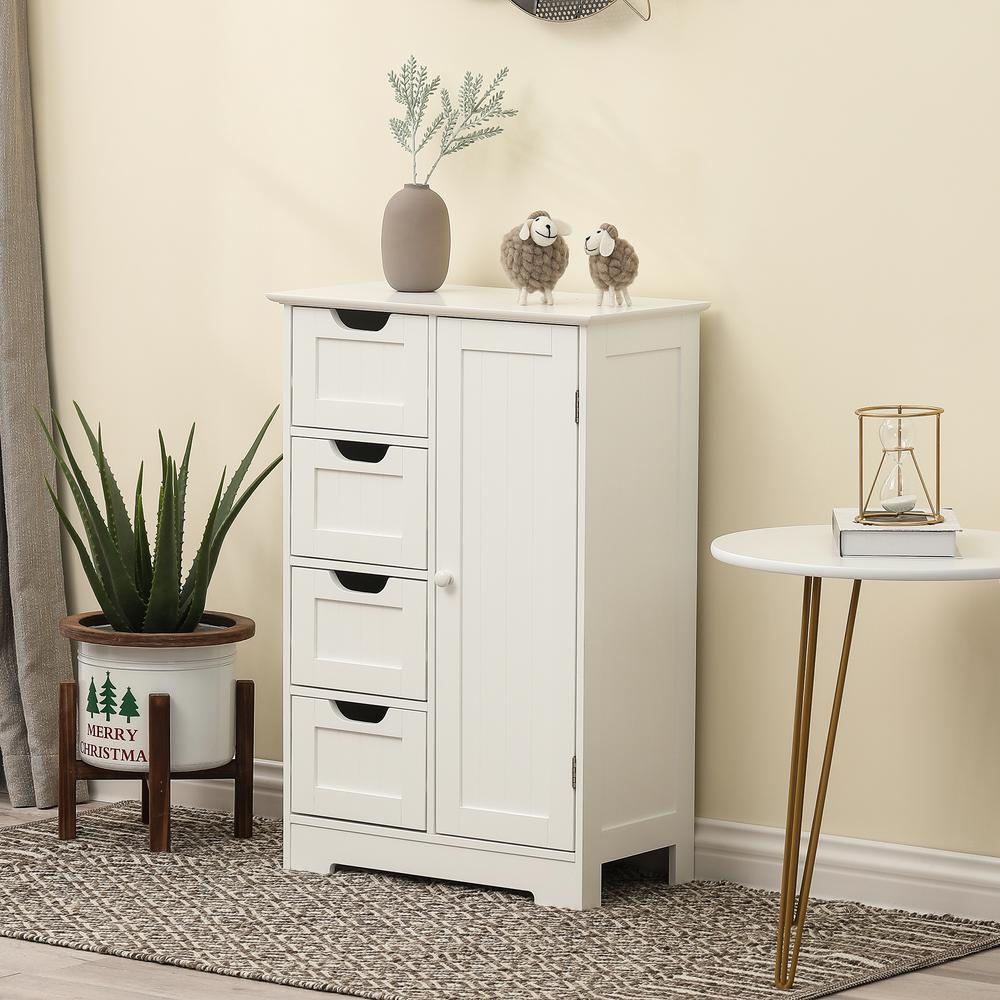 White MDF Wood Bathroom 4-Drawer 1-Door Storage Cabinet. Picture 3