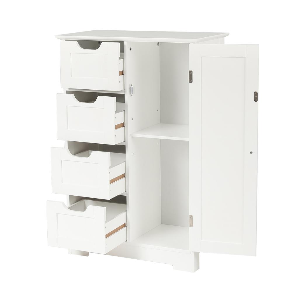 White MDF Wood Bathroom 4-Drawer 1-Door Storage Cabinet. Picture 5