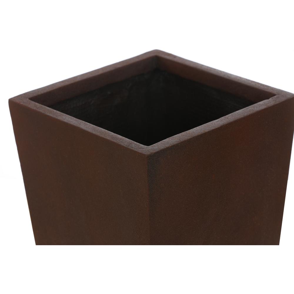 Rustic Brown MgO 18.5in. H Tall Tapered Planter. Picture 6