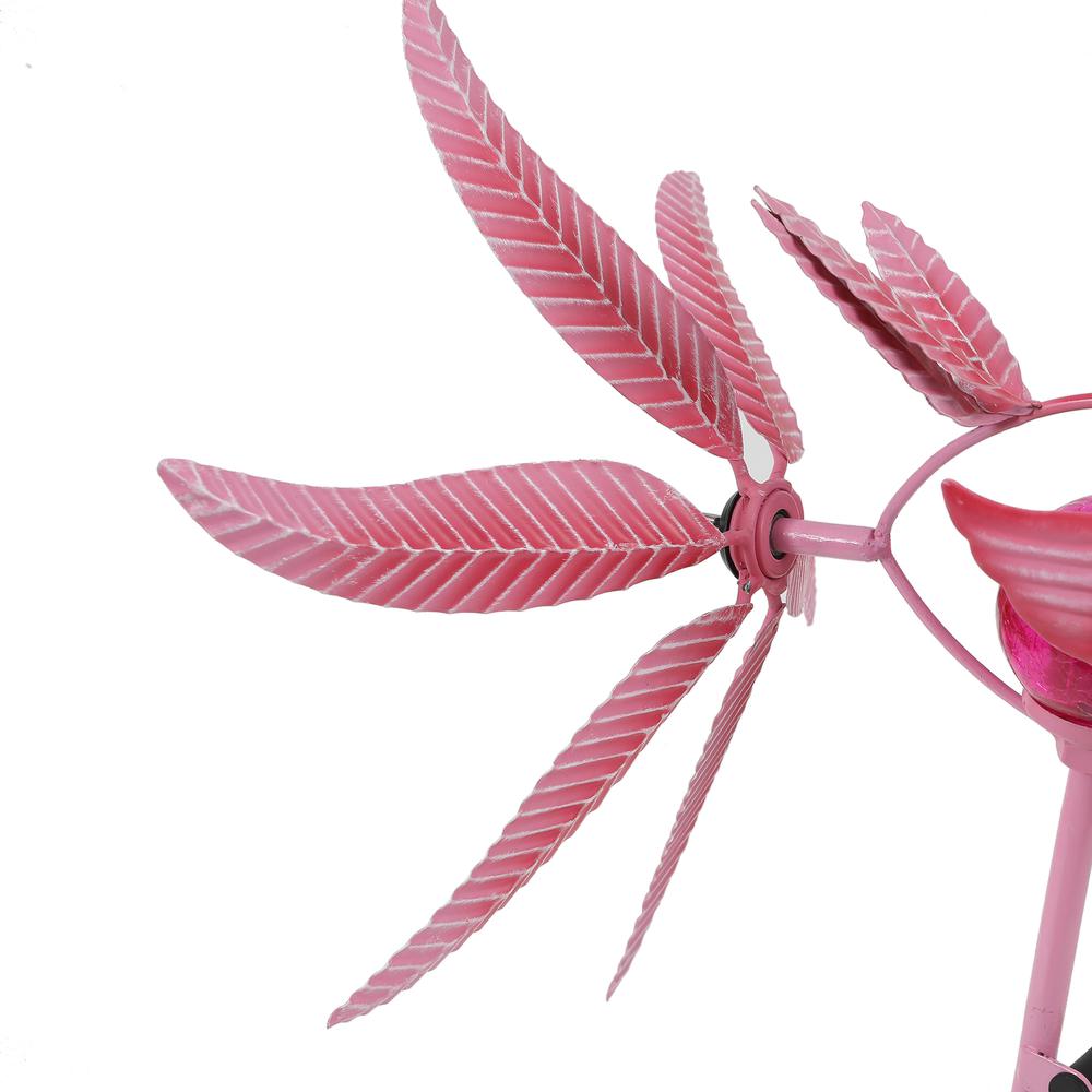 Metal Flamingo Solar LED and Wind Spinner Garden Stake. Picture 6