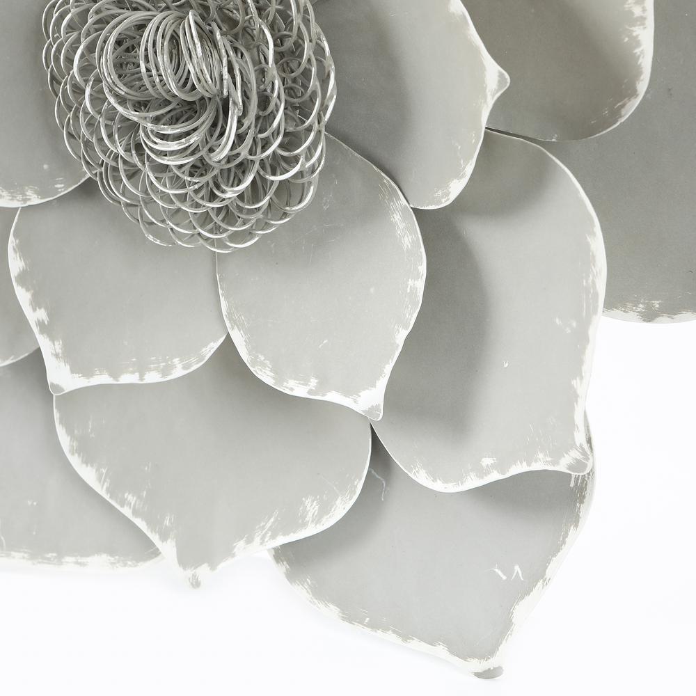 Three Piece Gray Metal Flower Wall Decor. Picture 8