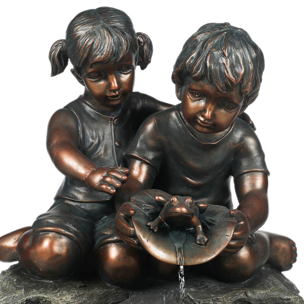 Resin Children on Rock Outdoor Fountain. Picture 5