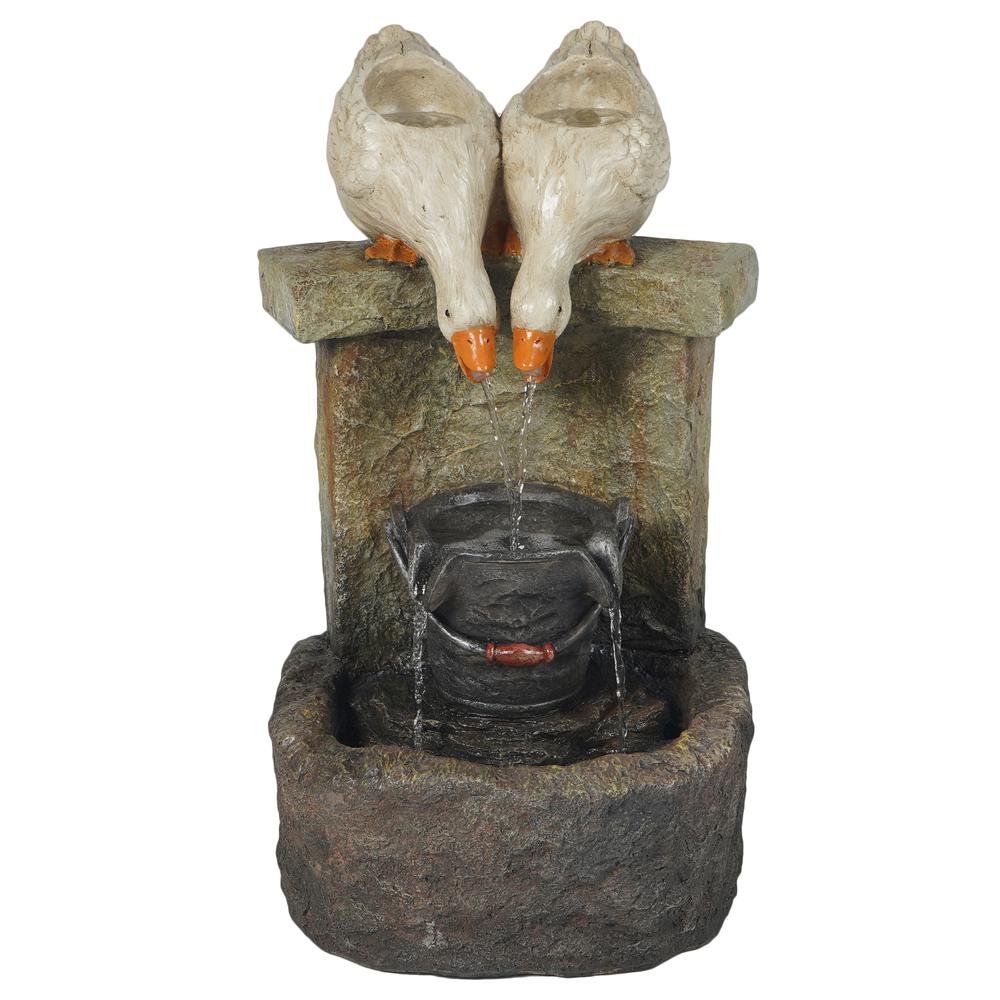 Resin Ducks Outdoor Fountain with LED Light. Picture 2