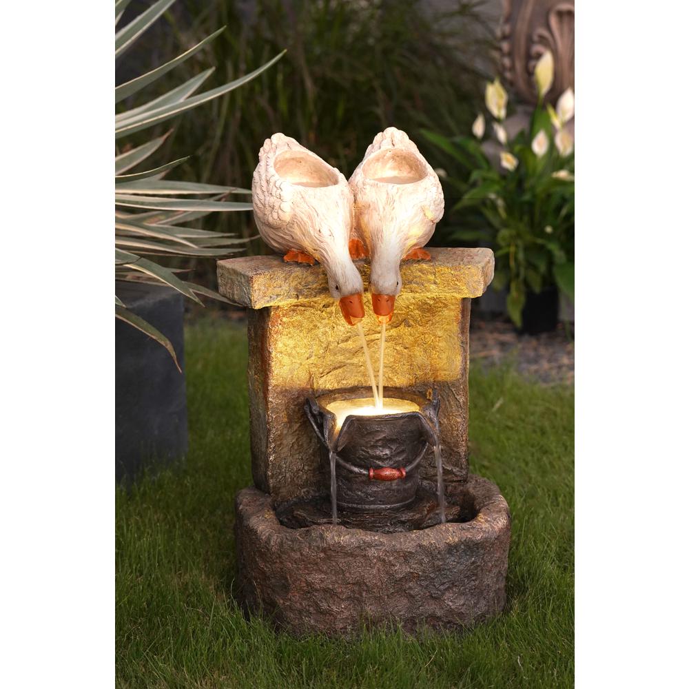 Resin Ducks Outdoor Fountain with LED Light. Picture 1