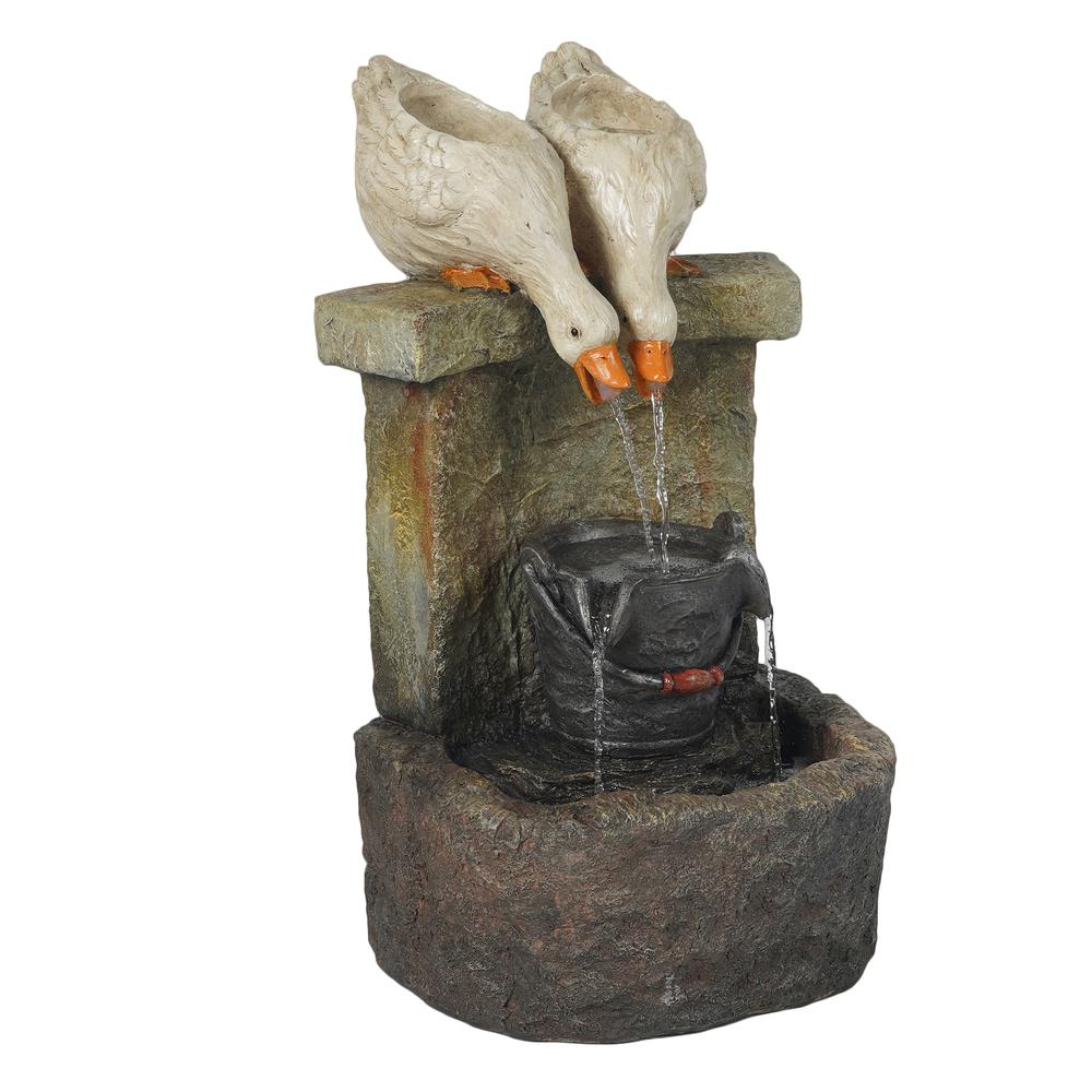 Resin Ducks Outdoor Fountain with LED Light. Picture 3