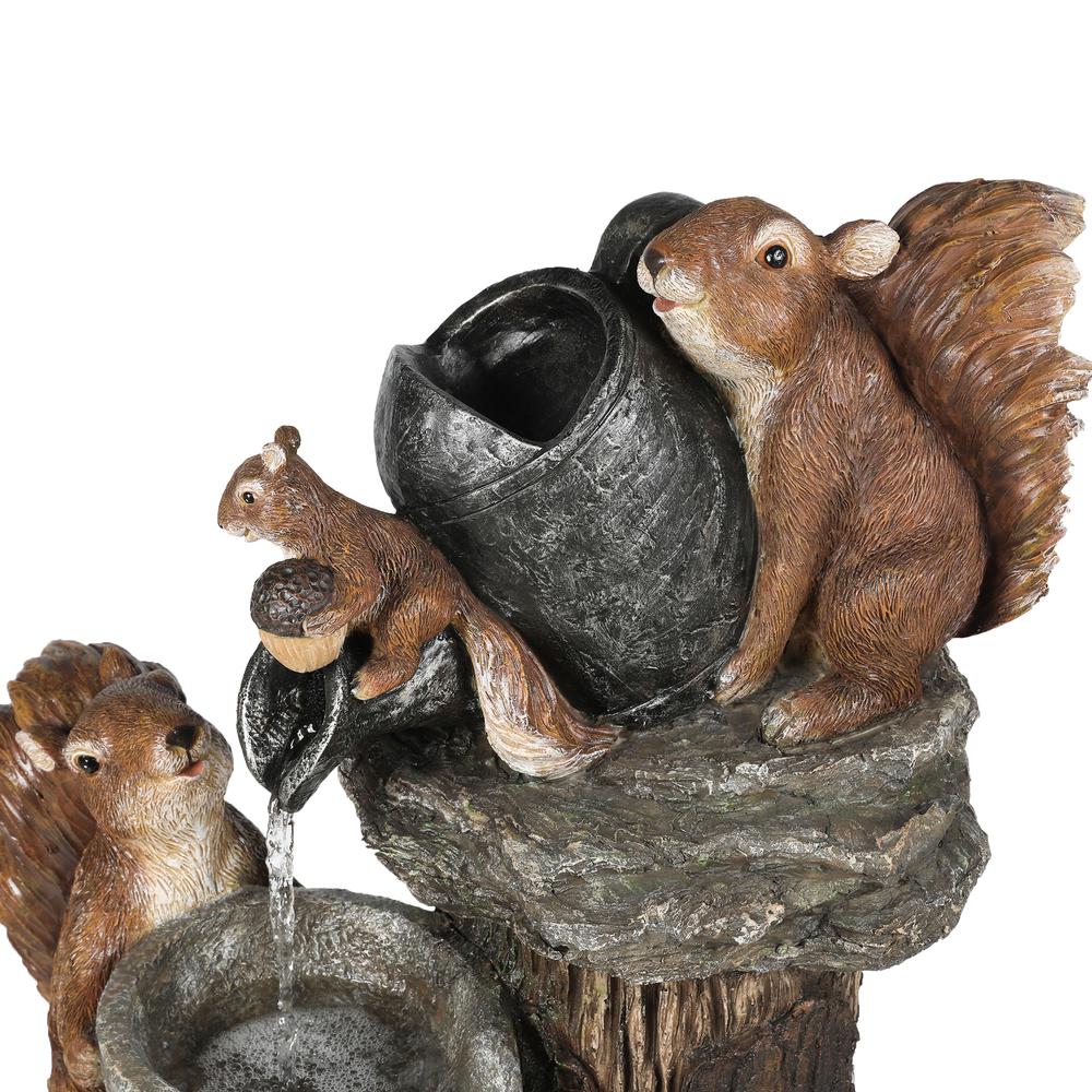 Resin Squirrels on Posts Outdoor Fountain with LED Light. Picture 4