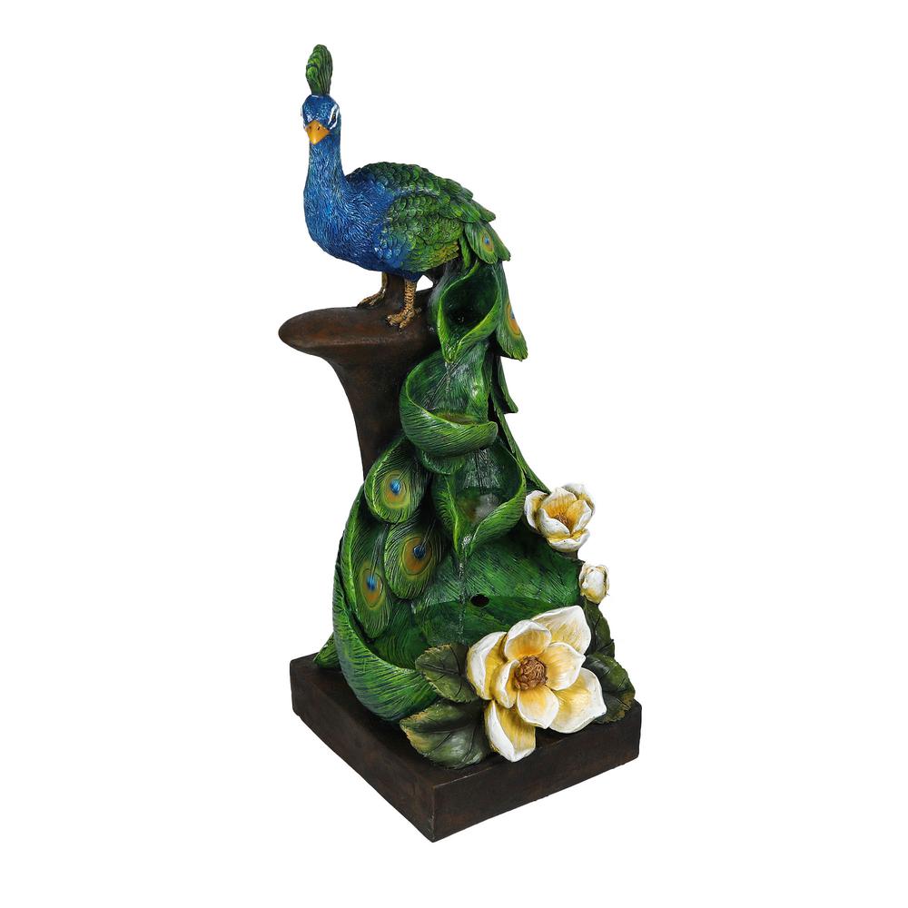 Resin Peacock Cascading Outdoor Fountain with LED Light. Picture 4