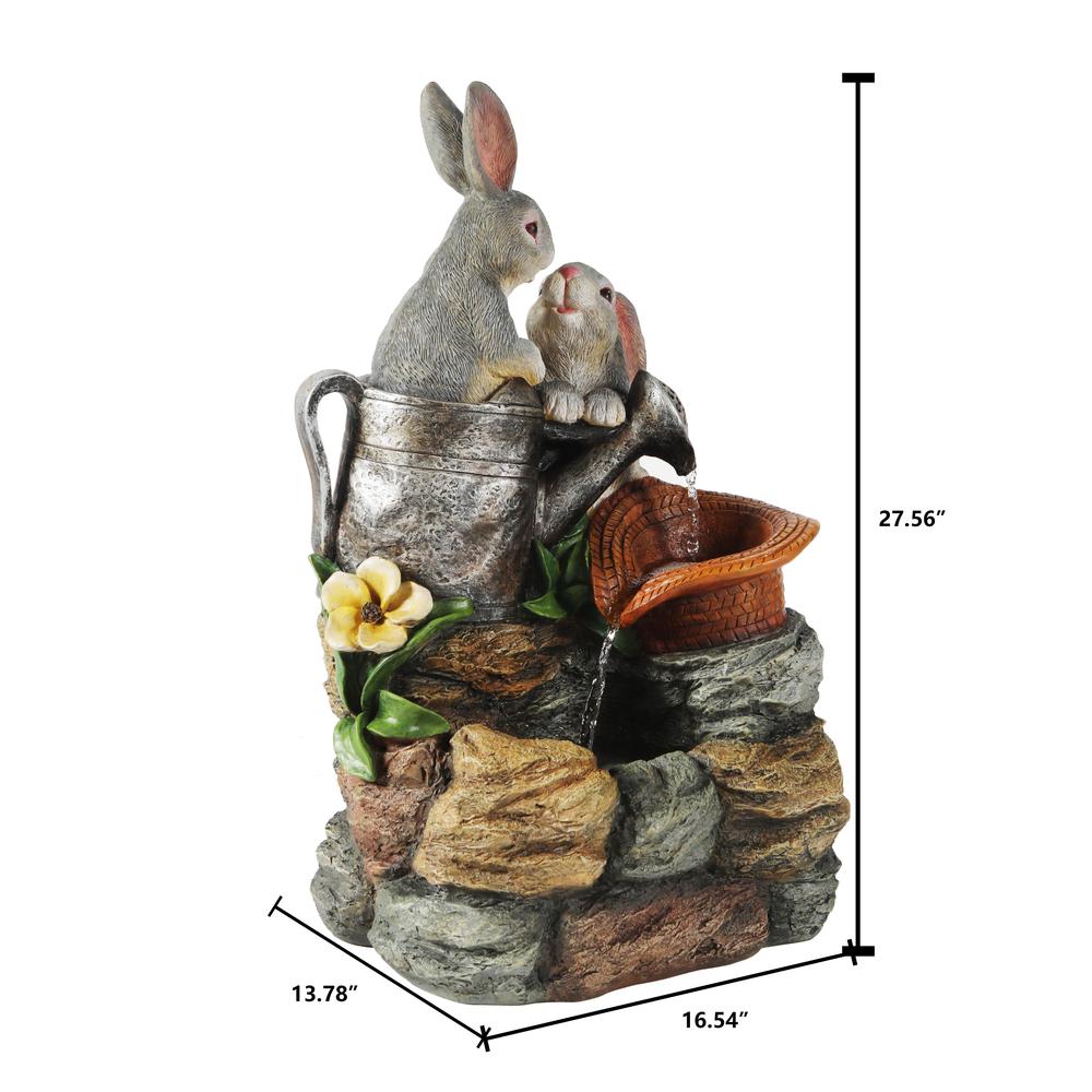 Resin Bunny Friends Outdoor Fountain with LED Light. Picture 8