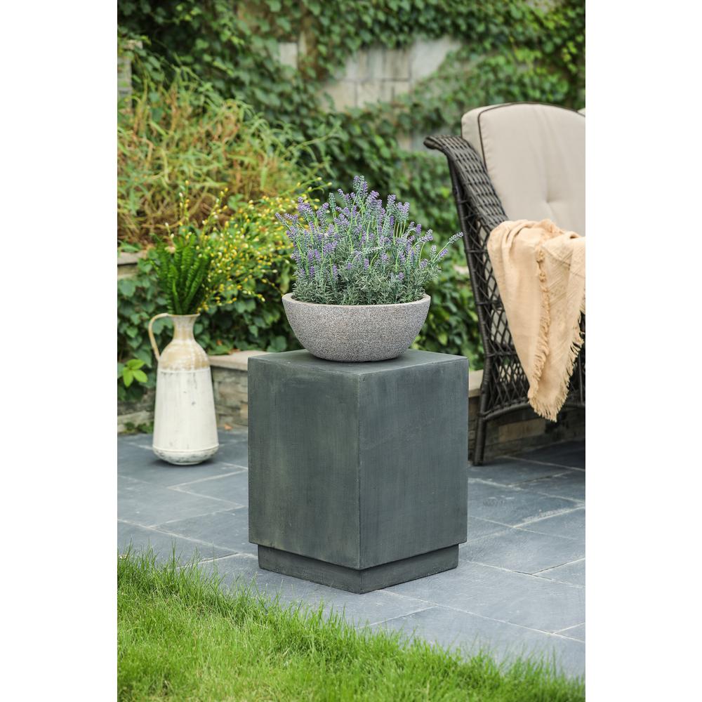 Square MgO Indoor Outdoor Gray Garden Stool. Picture 1