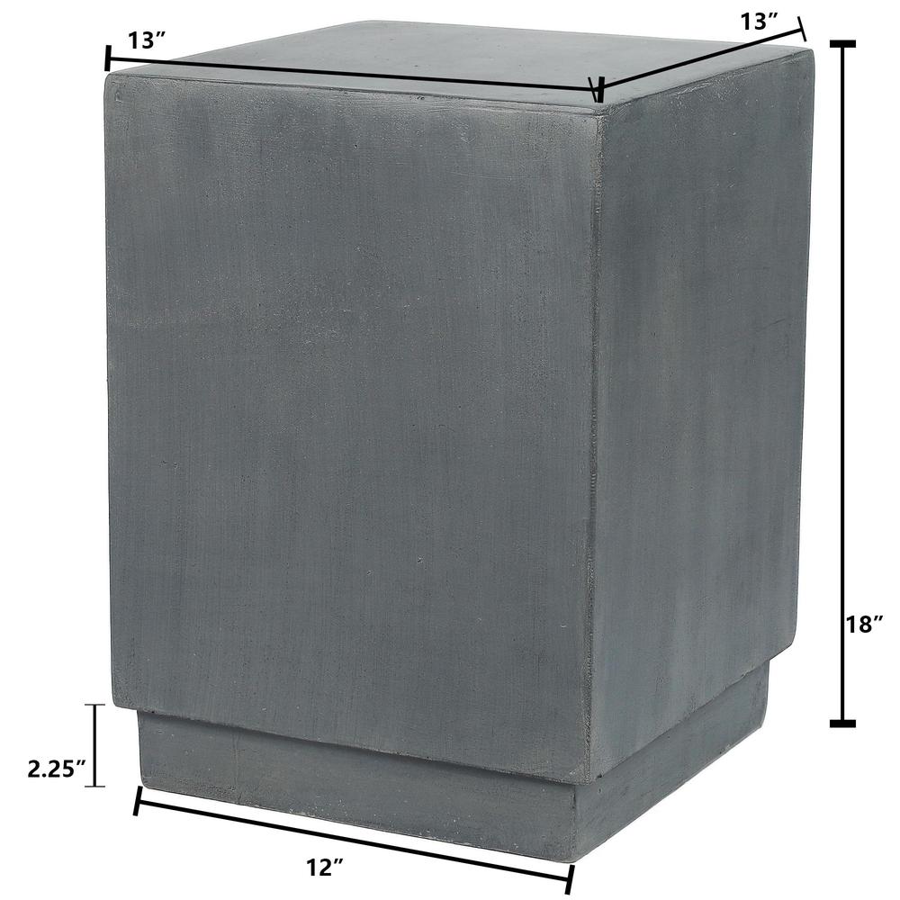 Square MgO Indoor Outdoor Gray Garden Stool. Picture 5