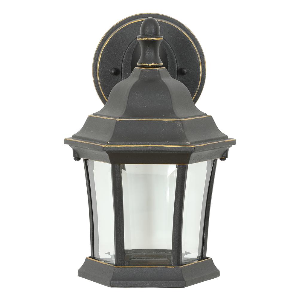 Metal Outdoor Wall Sconce Light, Black/Gold. Picture 3