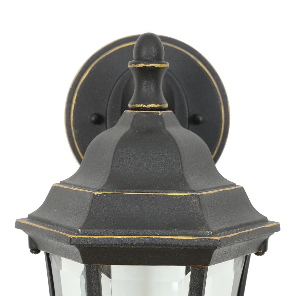 Metal Outdoor Wall Sconce Light, Black/Gold. Picture 5