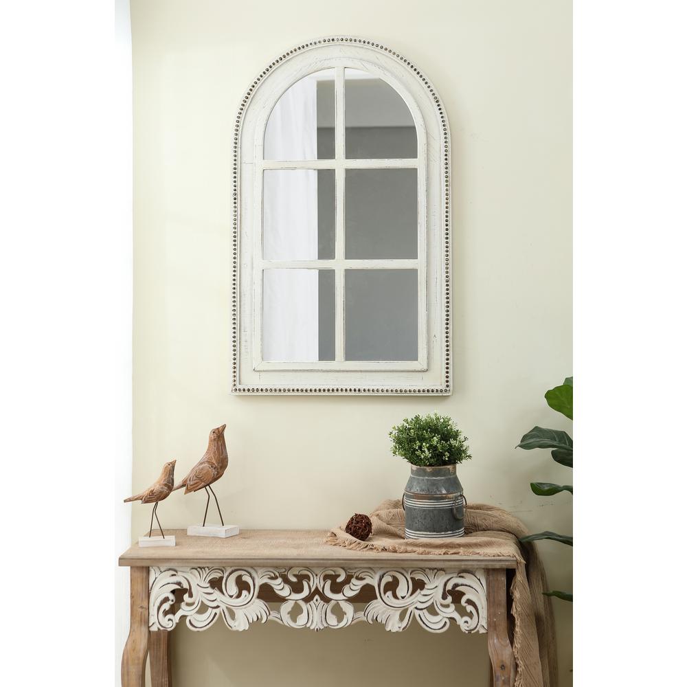 White Wood Arched Window Wall Mirror. Picture 3