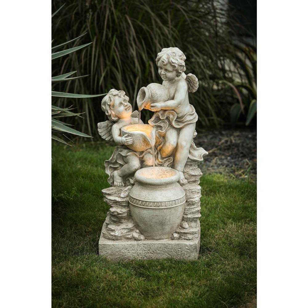 Resin Child Angels Outdoor Fountain with LED Light. Picture 1