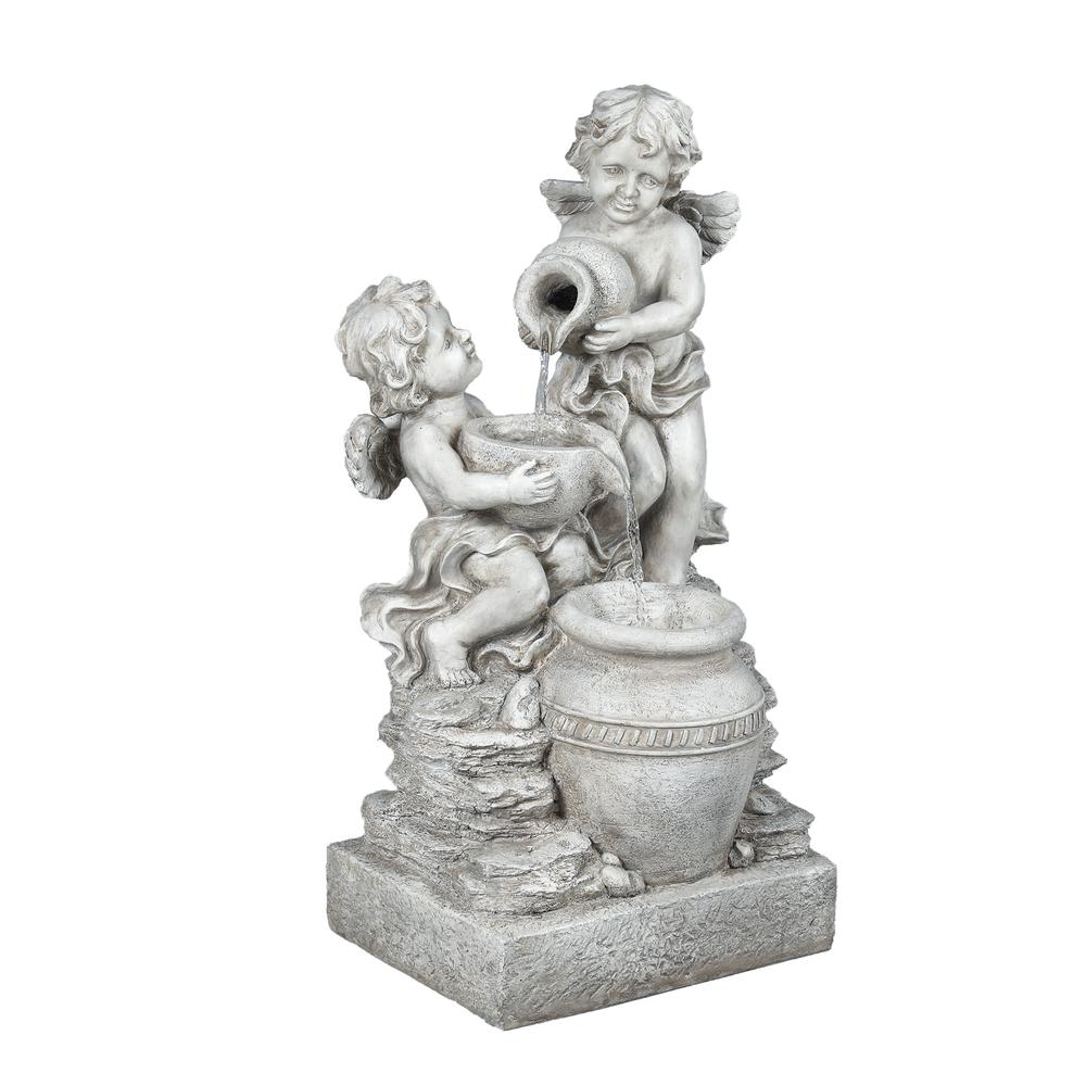 Resin Child Angels Outdoor Fountain with LED Light. Picture 4