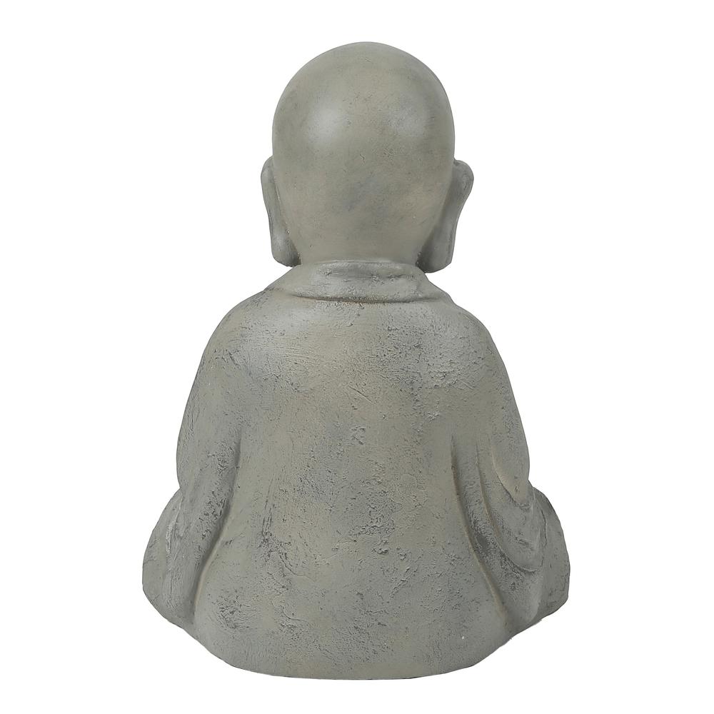 Gray MgO Buddha Monk and Bowl Garden Statue. Picture 5