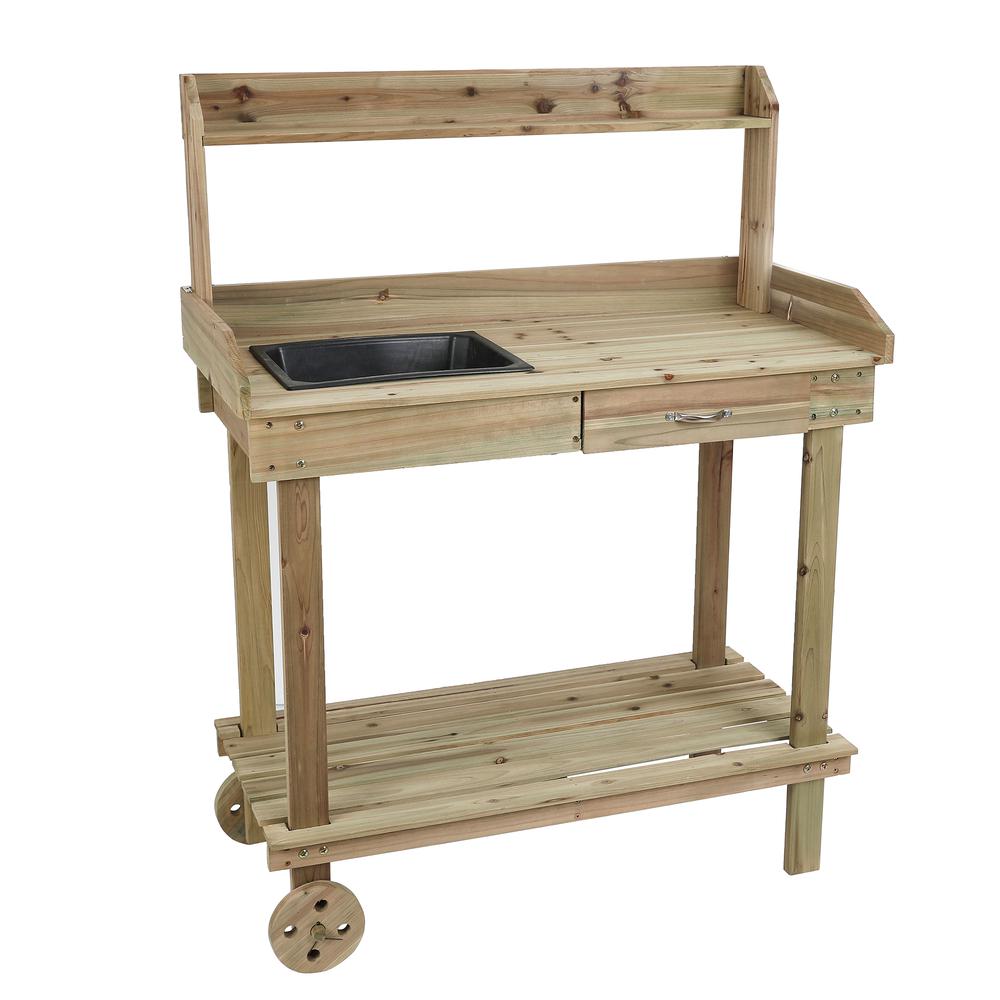 Mobile Wood Potting Bench. Picture 4