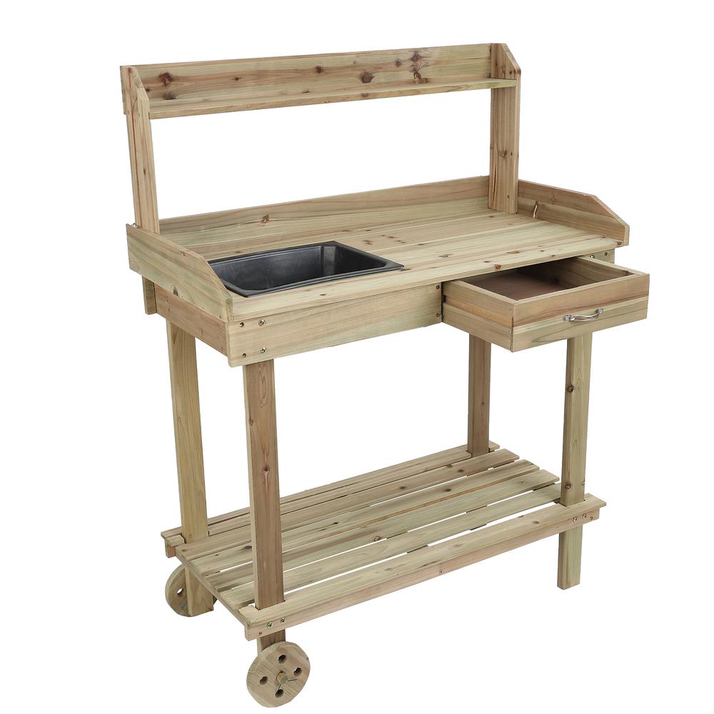 Mobile Wood Potting Bench. Picture 3