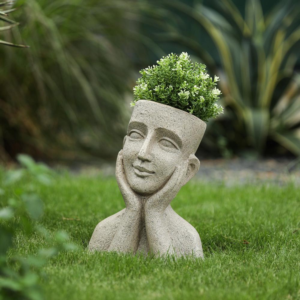 Speckled Off White MgO Happy Bust Head Planter. Picture 7