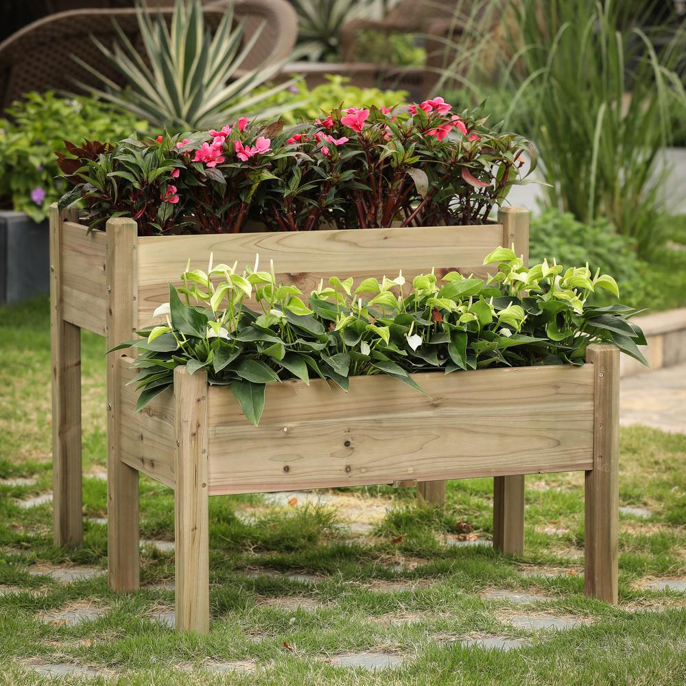 Wood Two Tier Raised Garden Bed. Picture 1