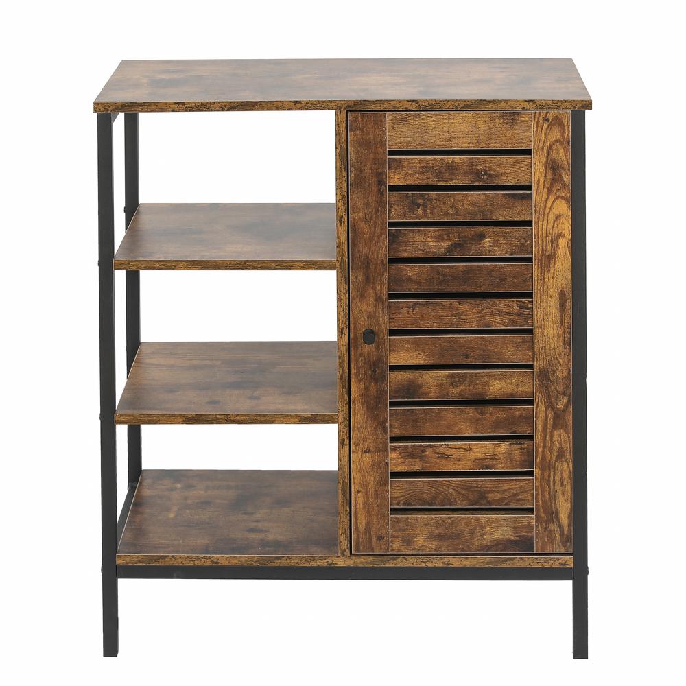 Walnut Wood Finish Shelf Storage Cabinet. Picture 1