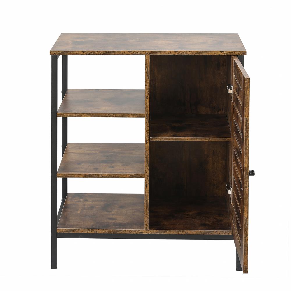 Walnut Wood Finish Shelf Storage Cabinet. Picture 4
