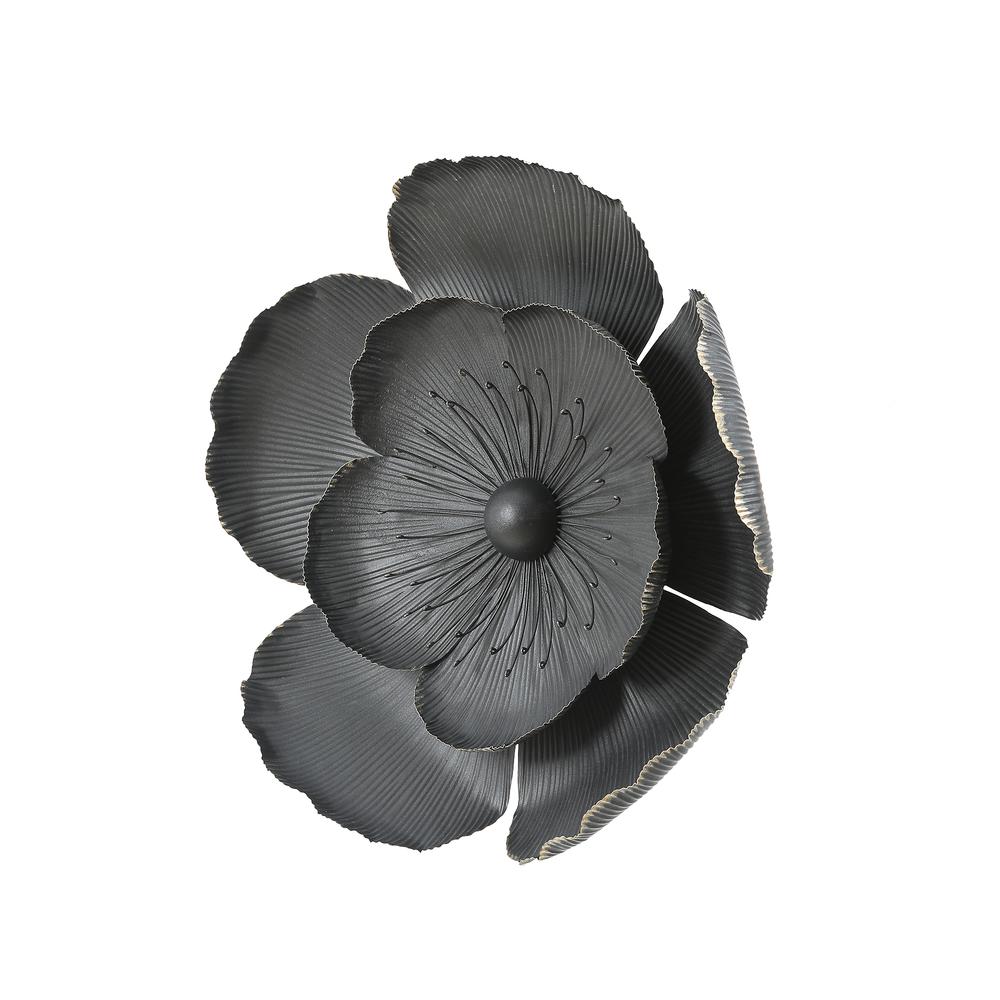 3-Piece Black Metal Flowers Wall Decor. Picture 5