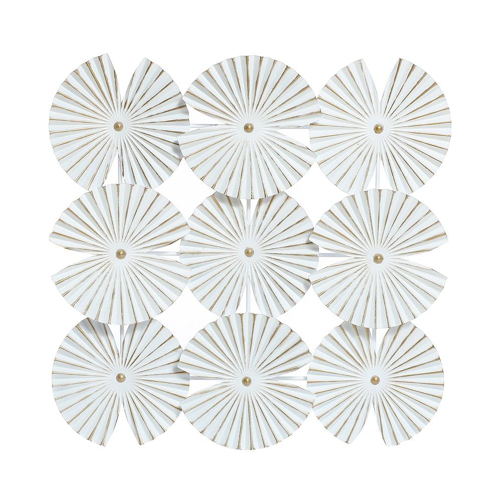 White and Gold Metal Abstract Seashell Wall Decor. Picture 1