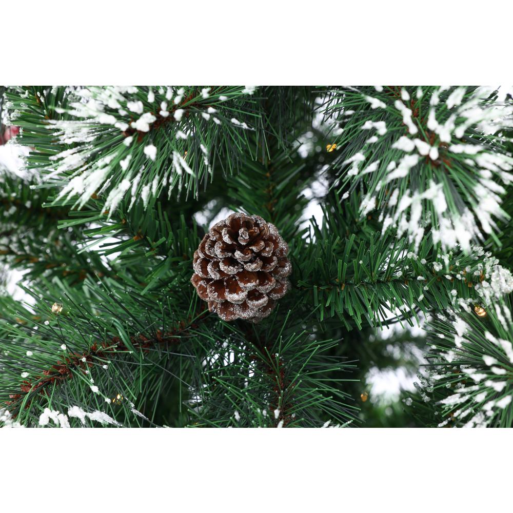 6Ft Pre-Lit LED Artificial Full Pine Christmas Tree with Pine Cones and Red Holly Berries. Picture 10