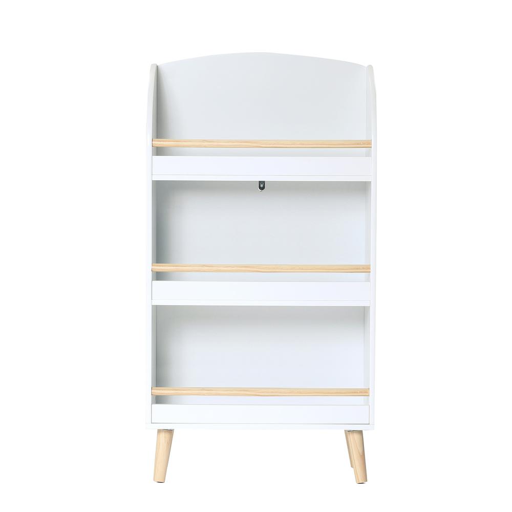 Children's Multi-Functional 3-Shelf Bookcase Toy Storage Bin, White. Picture 1